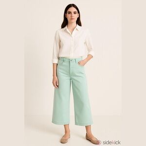 A new day mint crop wide leg denim pants